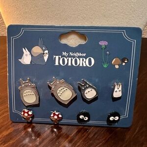 Black and White Totoro Earrings with Enamel Details